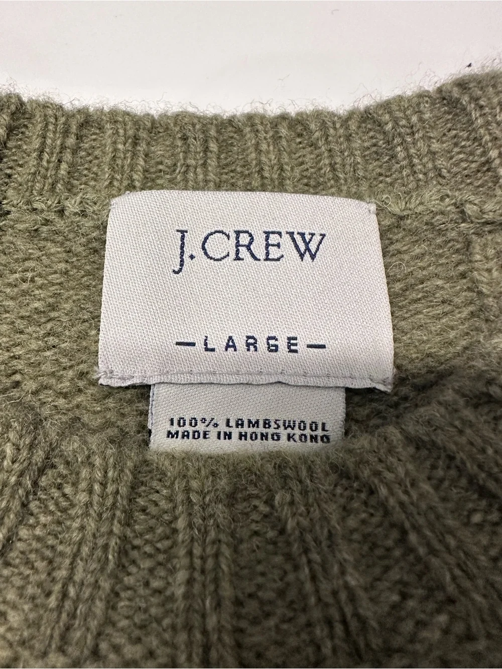 Men's 100% lambswool Crewneck Ribbed Sweater - Sage Green Vertical Texturing